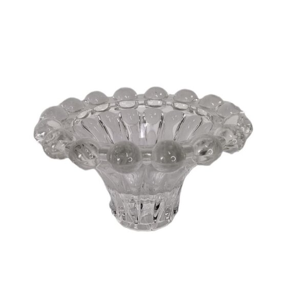 Vintage 1950's Boopie Pair of Clear Glass Ball Base Tapered Candle Stick Holder - Picture 3 of 11